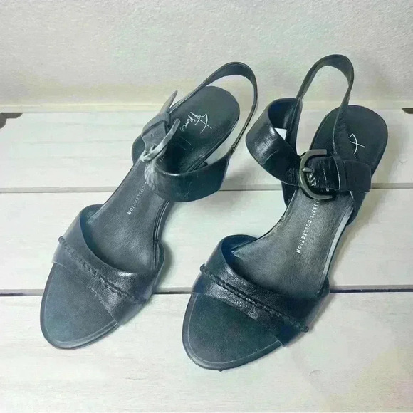 Franco Sarto Women’s Black Leather Ankle Strap Wedge Sandals Size 7 1/2 M - Picture 4 of 16